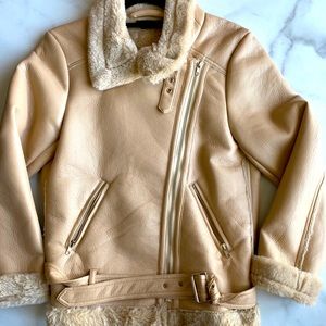 Faux leather cream jacket